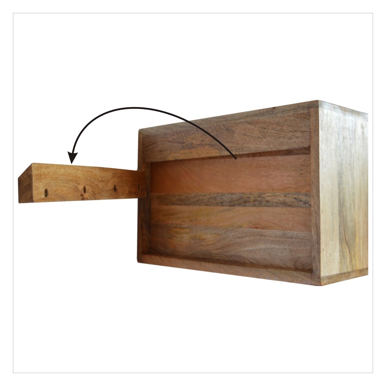 Solid Mango Wood Oak Finished Wall Mounted Bedside - Image 8