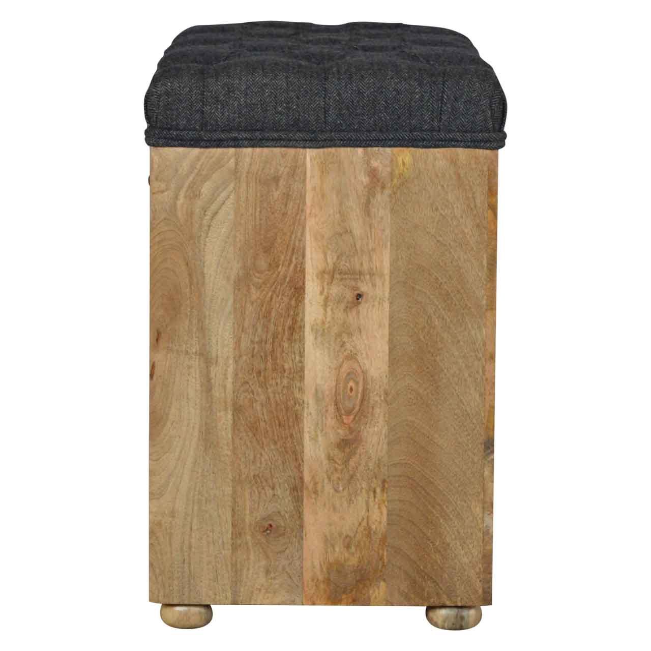 Mango Wood Black Tweed 1 Drawer Bench - Image 8