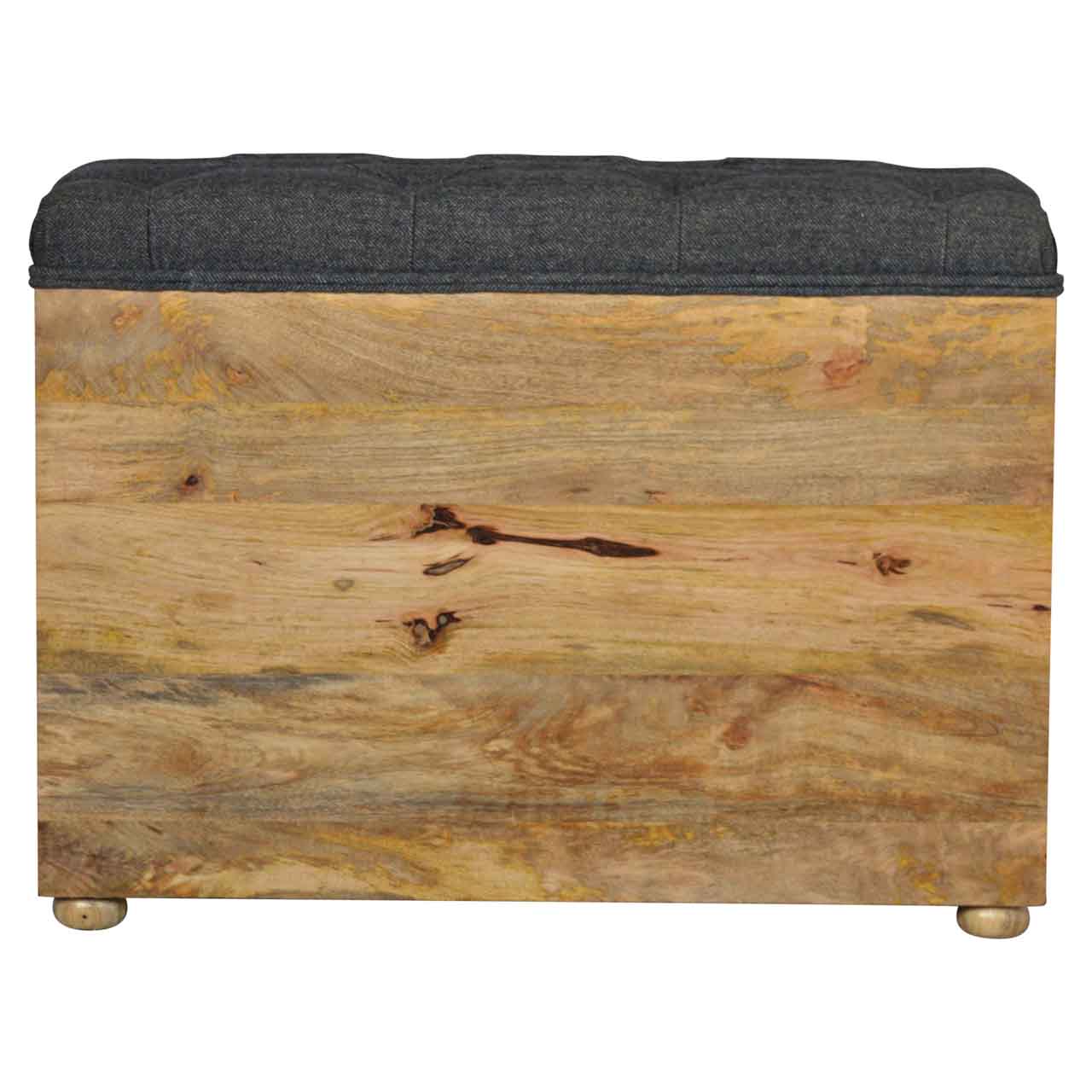 Mango Wood Black Tweed 1 Drawer Bench - Image 5
