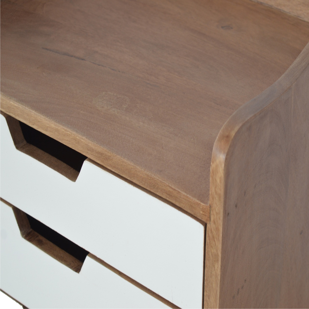 Solid Mango Wood Two Tone 3 Drawer White Hand Painted Cabinet - Image 7