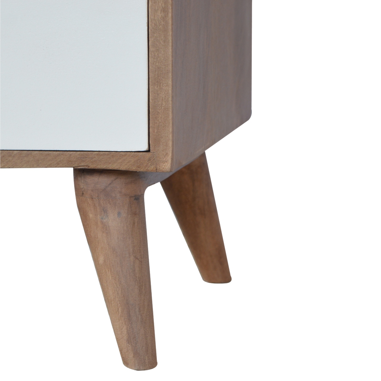 Solid Mango Wood Two Tone 3 Drawer White Hand Painted Cabinet - Image 4