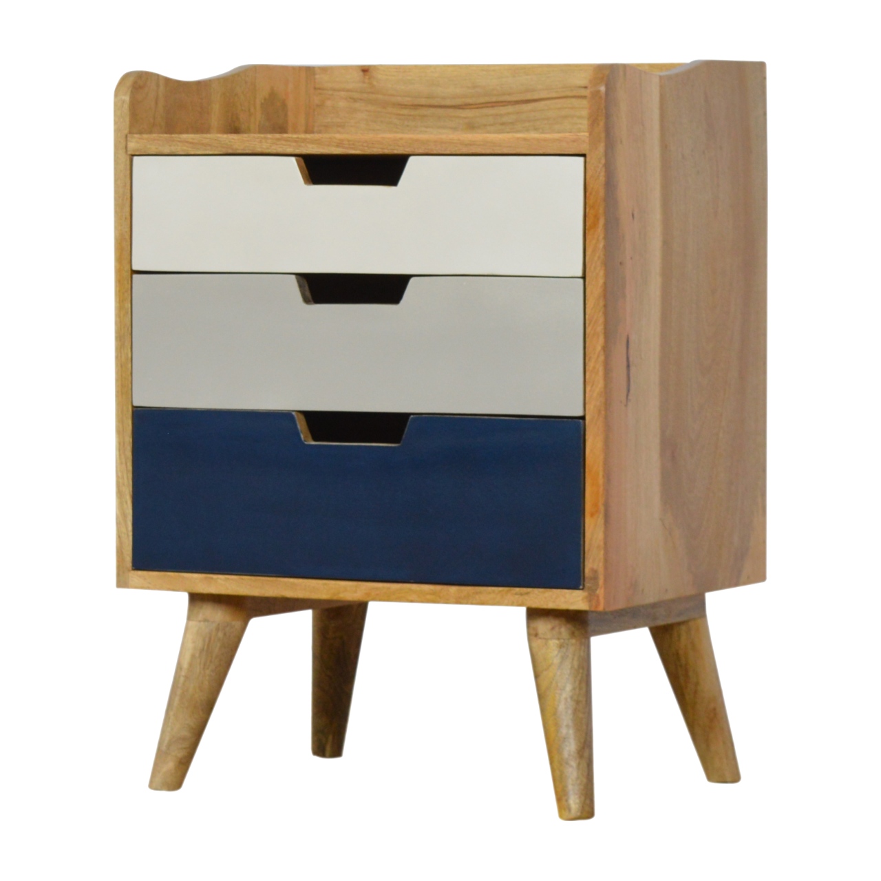 Solid Mango Wood Two Tone with Navy Mango Wood 3 Drawer Cabinet - Image 2