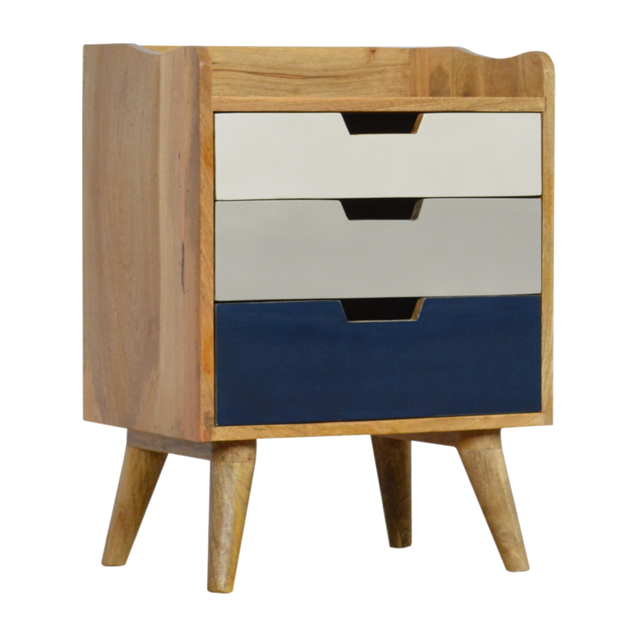 Solid Mango Wood Two Tone with Navy Mango Wood 3 Drawer Cabinet - Image 3