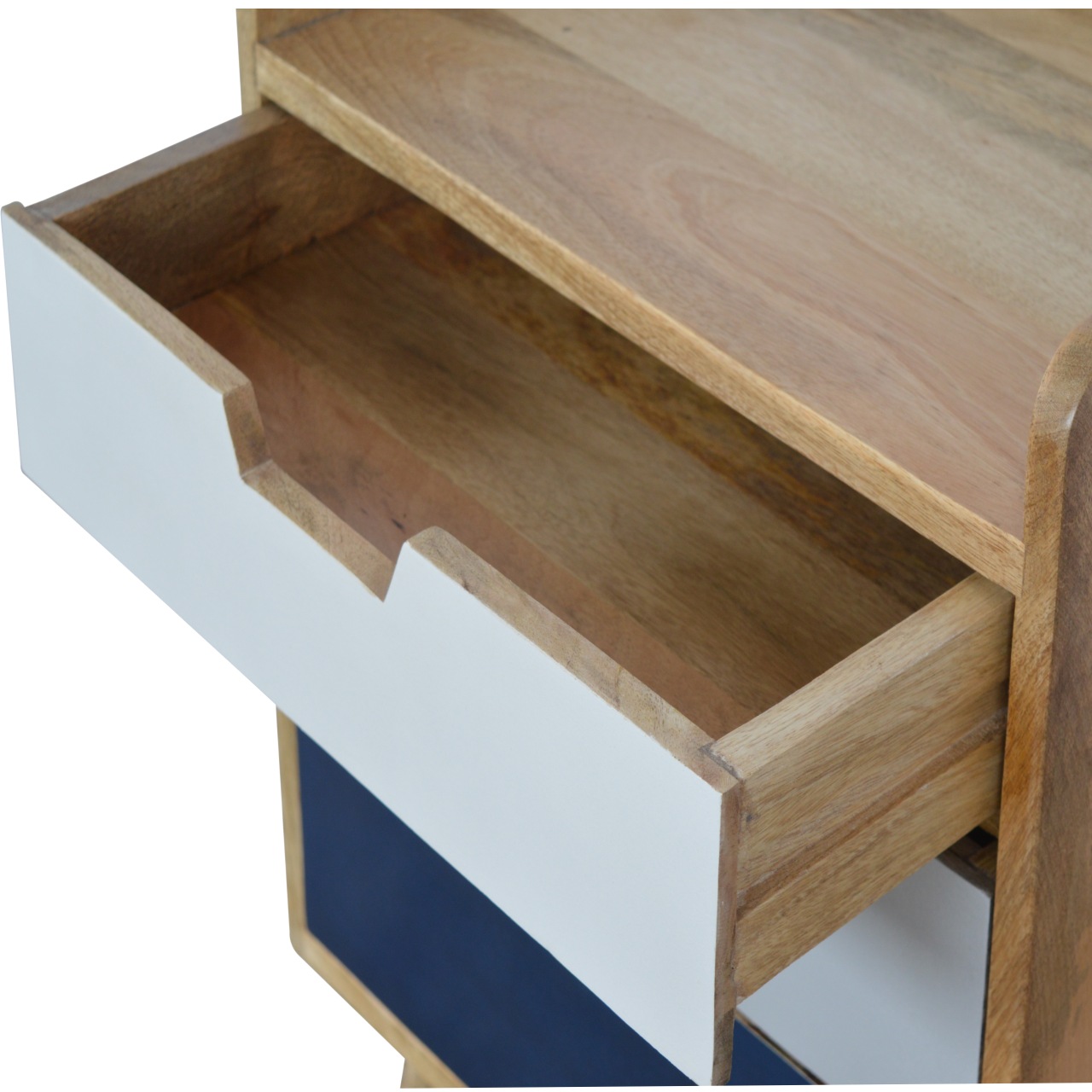 Solid Mango Wood Two Tone with Navy Mango Wood 3 Drawer Cabinet - Image 6