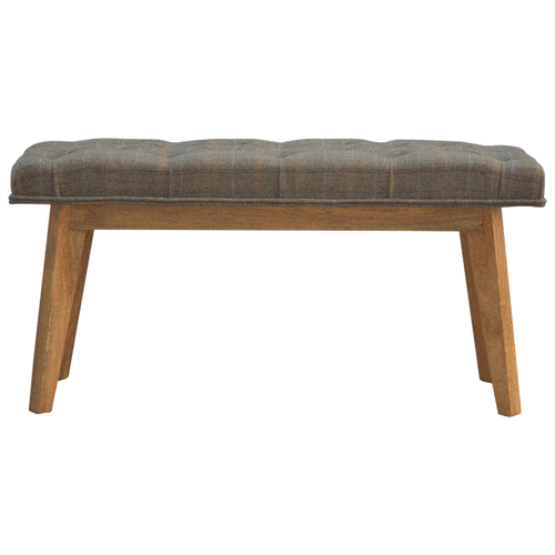 Solid Mango Wood Scandinavian Style Check Pattern Stool