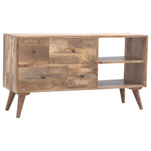 Solid Mango Wood Mango Wood Scandinavian Four Drawer Media Unit
