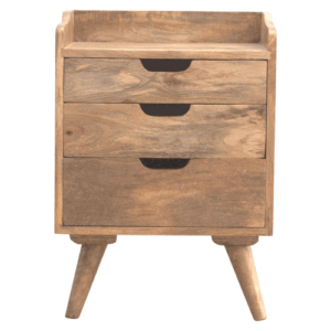 Solid Mango Wood 3 Drawer Gallery Bedside