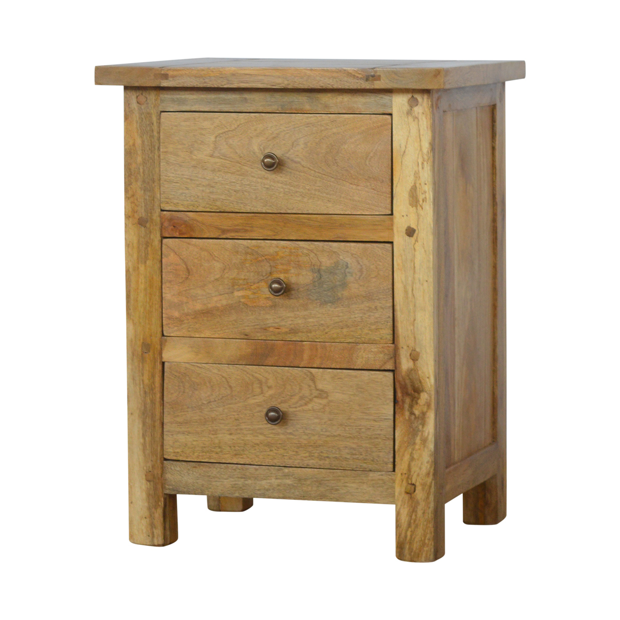 Solid Mango Wood Mango Wood Country Style Three Drawer Chest - Image 3