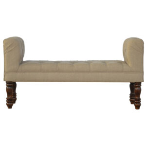 Solid Mango Wood Mud Linen Bedroom Bench