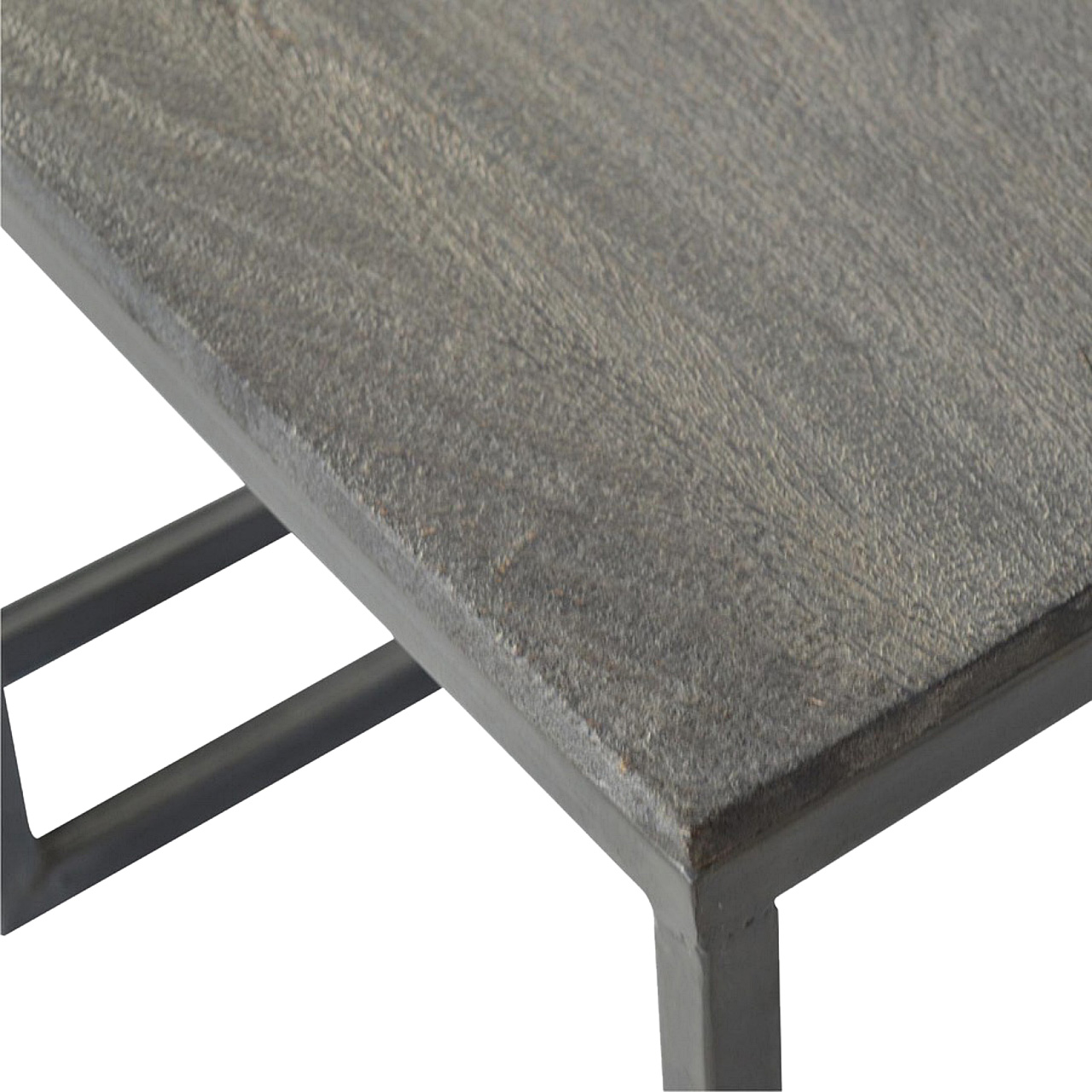 Solid Mango Wood Industrial Iron Base Set of 3 Coffee Tables - Image 6
