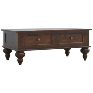 Solid Mango Wood Turned 4 Drawer Coffee Table
