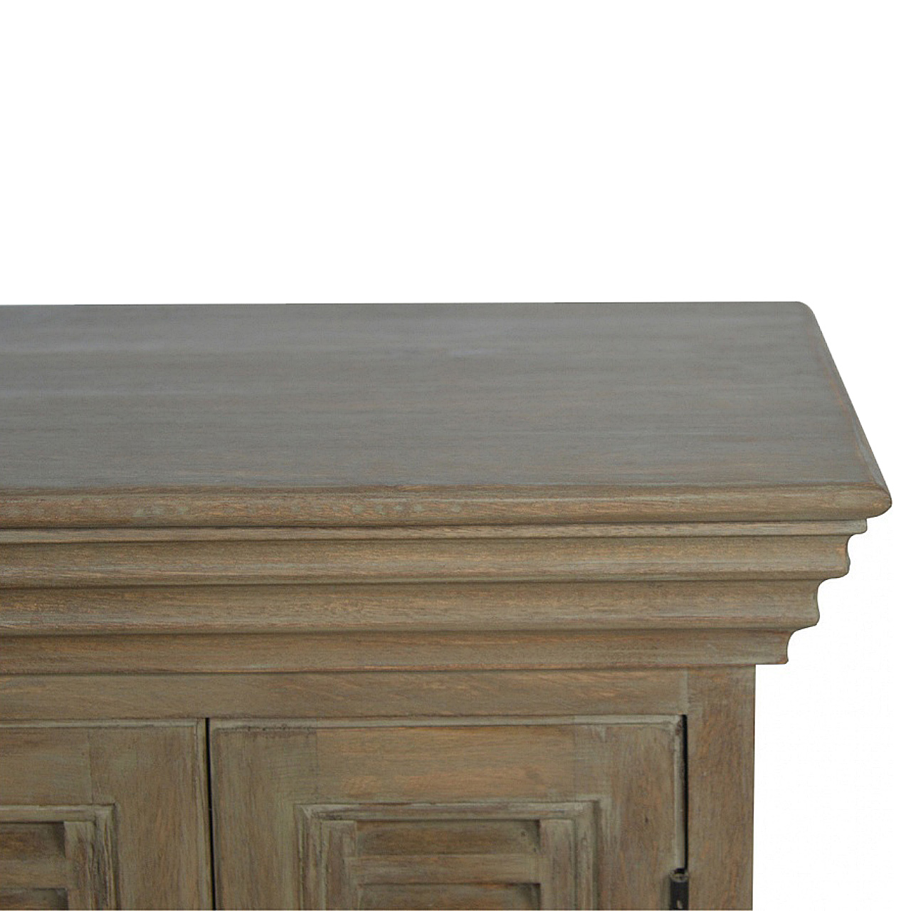Solid Mango Wood Grey Washed Finished 3 Cupboard Shuttered Media Unit - Image 3