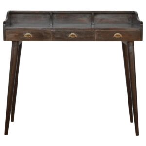 Solid Mango Wood Walnut Gallery Shell Writing Desk
