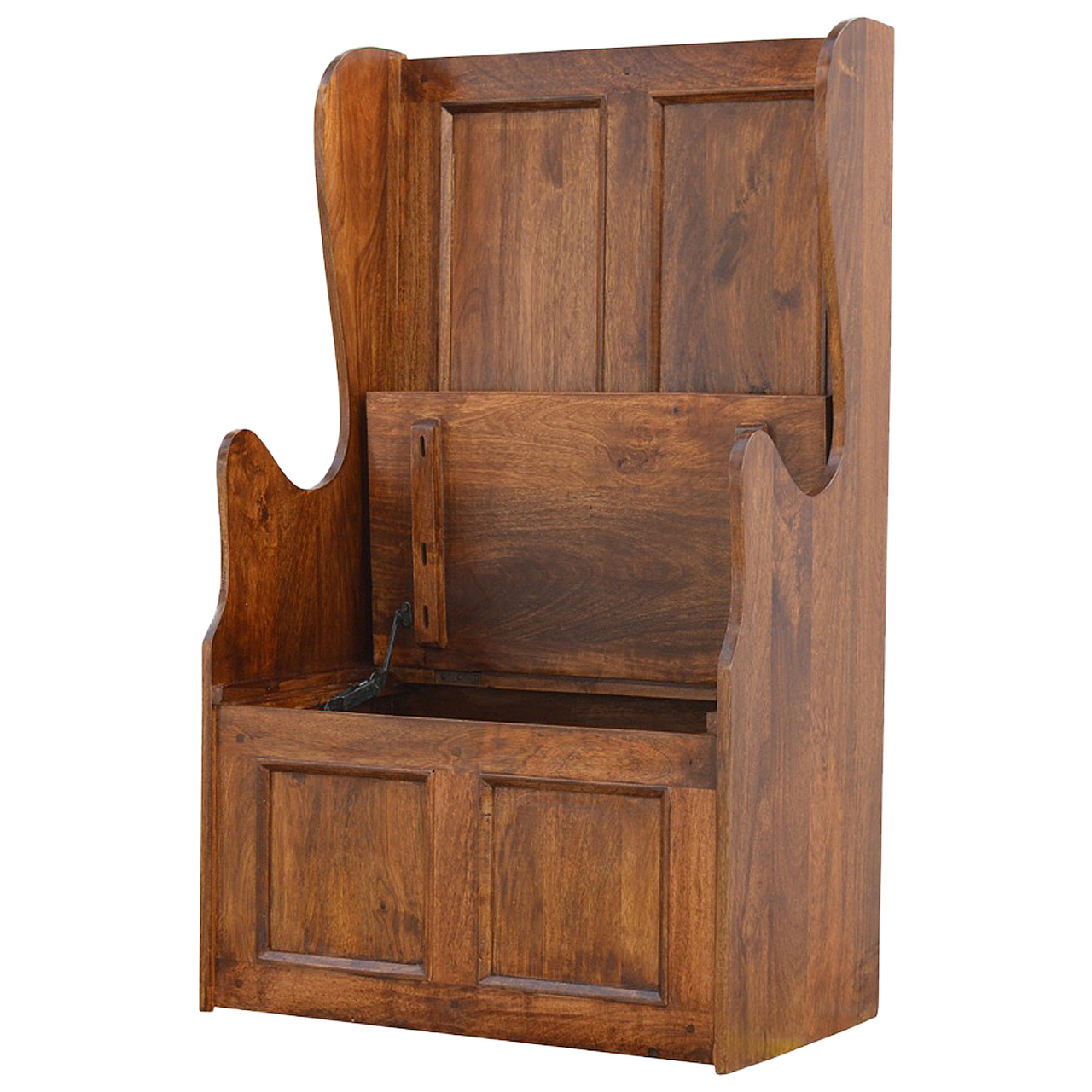 Solid Mango Wood Lid up County Style Monks Bench - Image 4