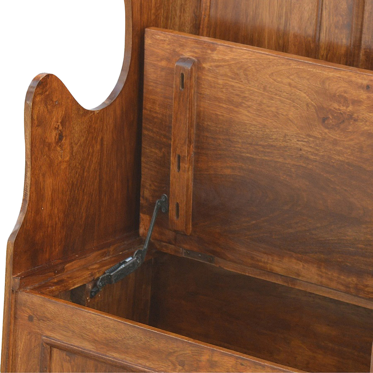 Solid Mango Wood Lid up County Style Monks Bench - Image 3