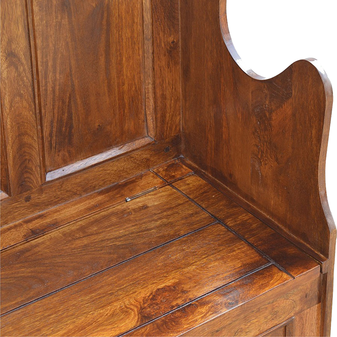 Solid Mango Wood Lid up County Style Monks Bench - Image 5