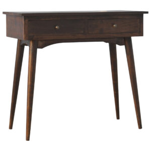 Solid Mango Wood California Walnut Finished 2 Drawer Hallway Console Table