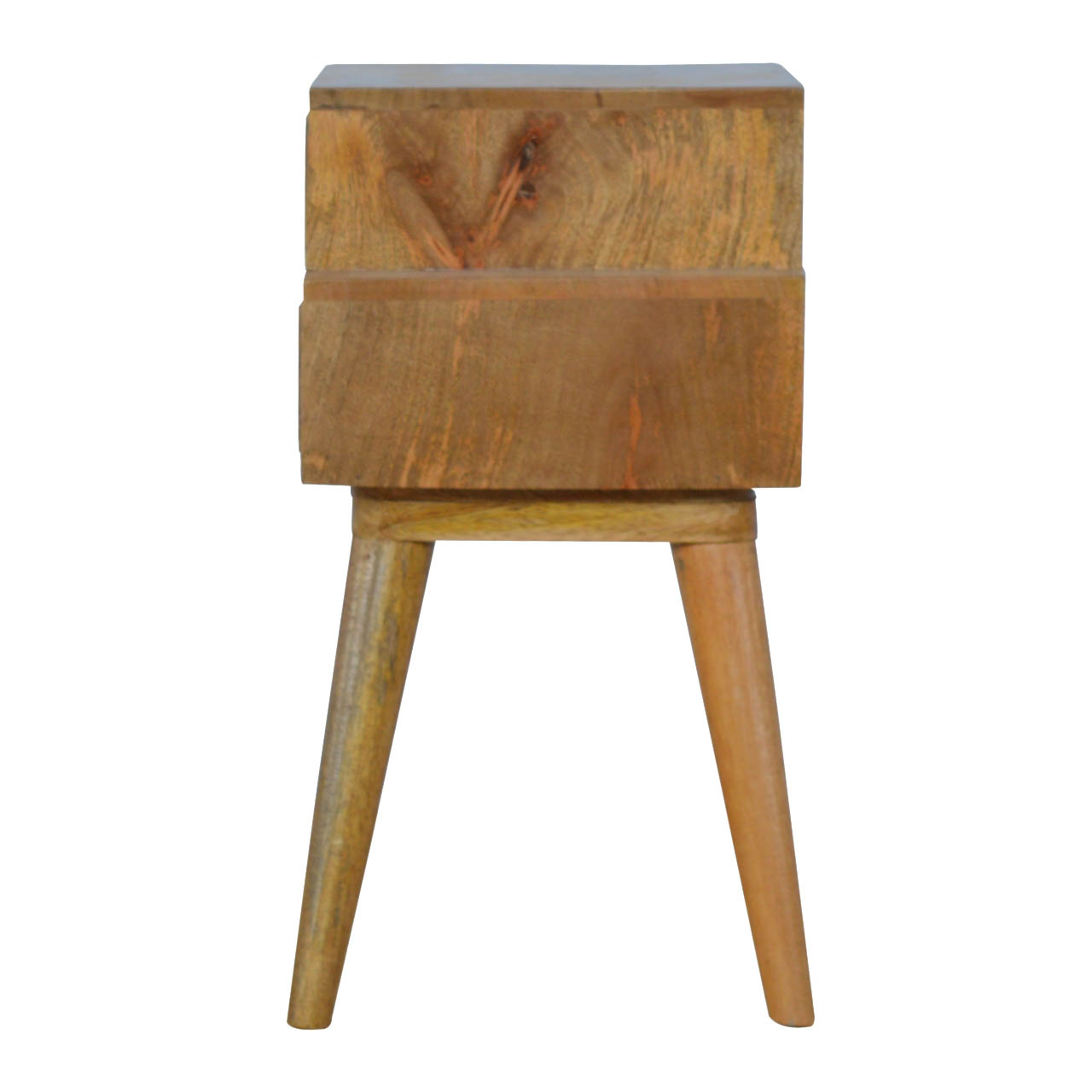 Solid Mango Wood Oak Finished Blush and White Painted 2 Drawer Bedside - Image 6