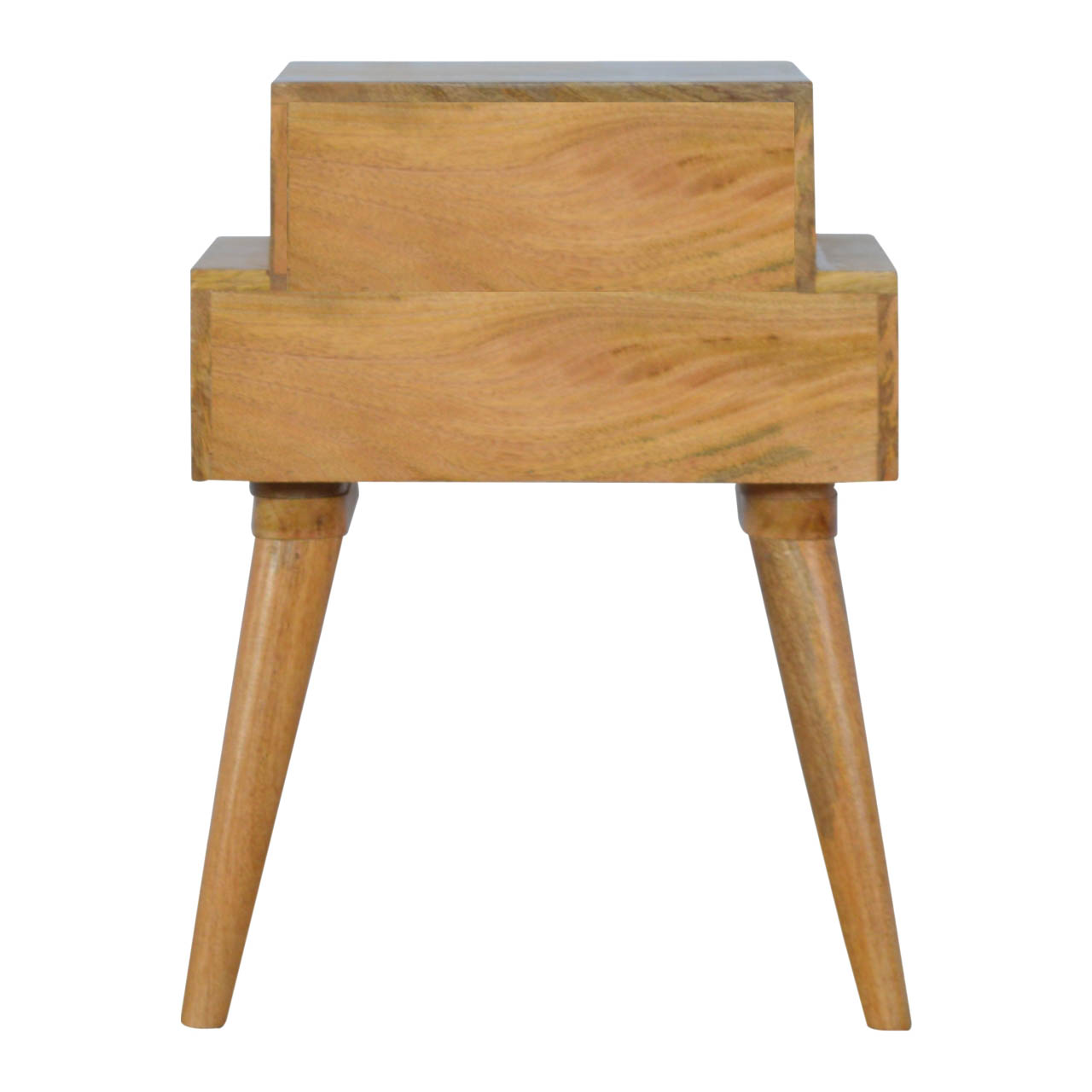 Solid Mango Wood Oak Finished Blush and White Painted 2 Drawer Bedside - Image 7