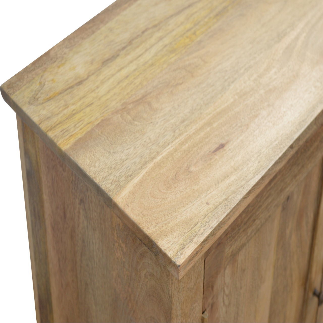 Solid Mango Wood Oak Finished 2 Door Scandinavian Legs Cabinet - Image 4