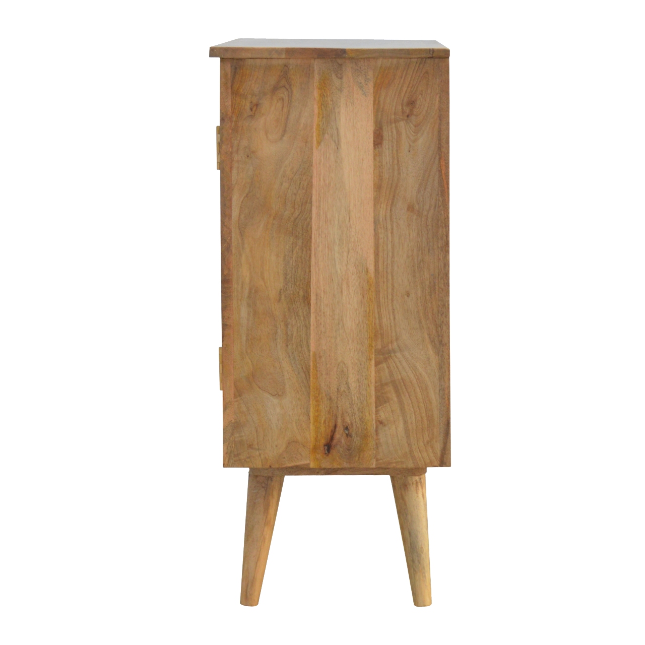 Solid Mango Wood Oak Finished 2 Door Scandinavian Legs Cabinet - Image 6