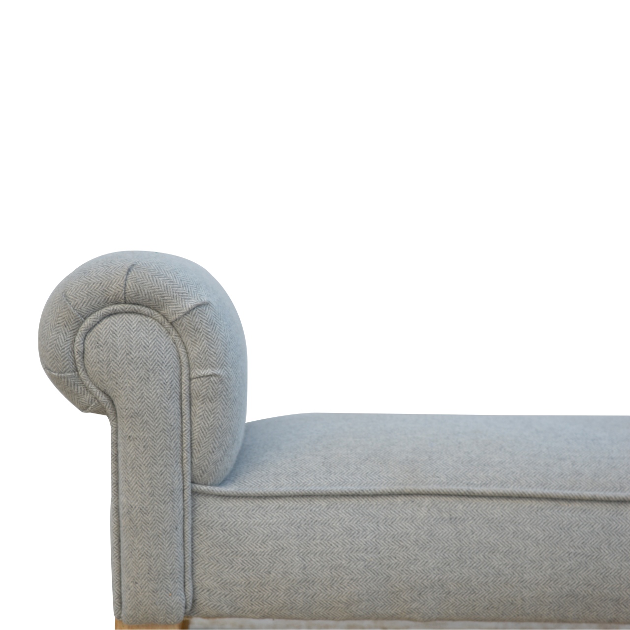 Solid Mango Wood Grey Tweed Upholstered Bench - Image 7