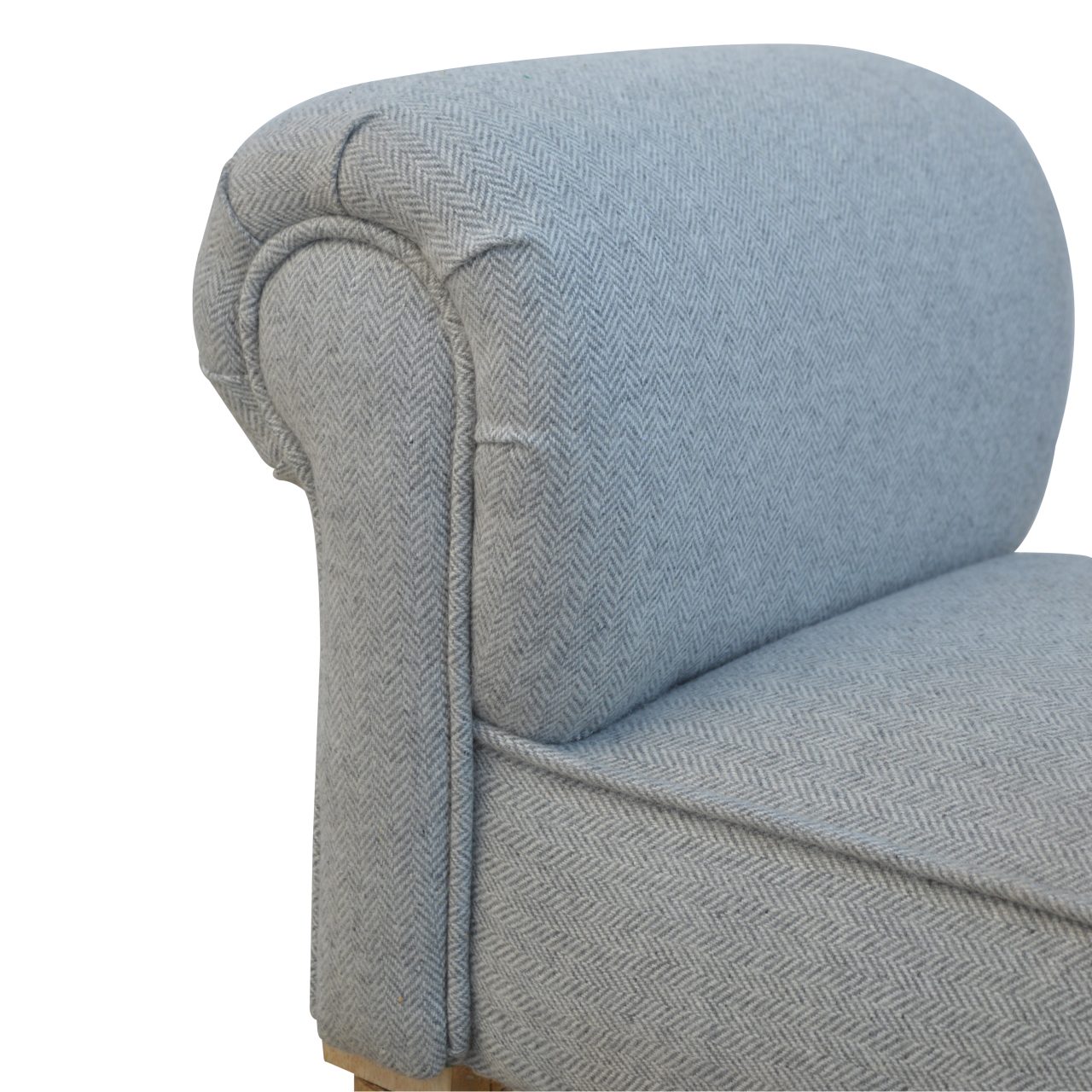 Solid Mango Wood Grey Tweed Upholstered Bench - Image 6
