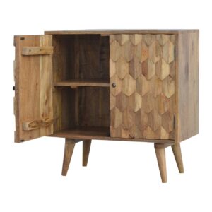 Solid Mango Wood Mango Wood Two Door Carved Pineapple Front Cabinet