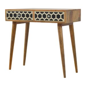 Solid Mango Wood Mango Wood Bone (Mother of Pearl) Inlaid Two Drawer Console1