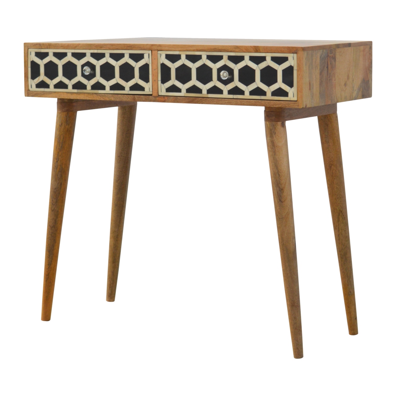 Solid Mango Wood Mango Wood Bone (Mother of Pearl) Inlaid Two Drawer Console1