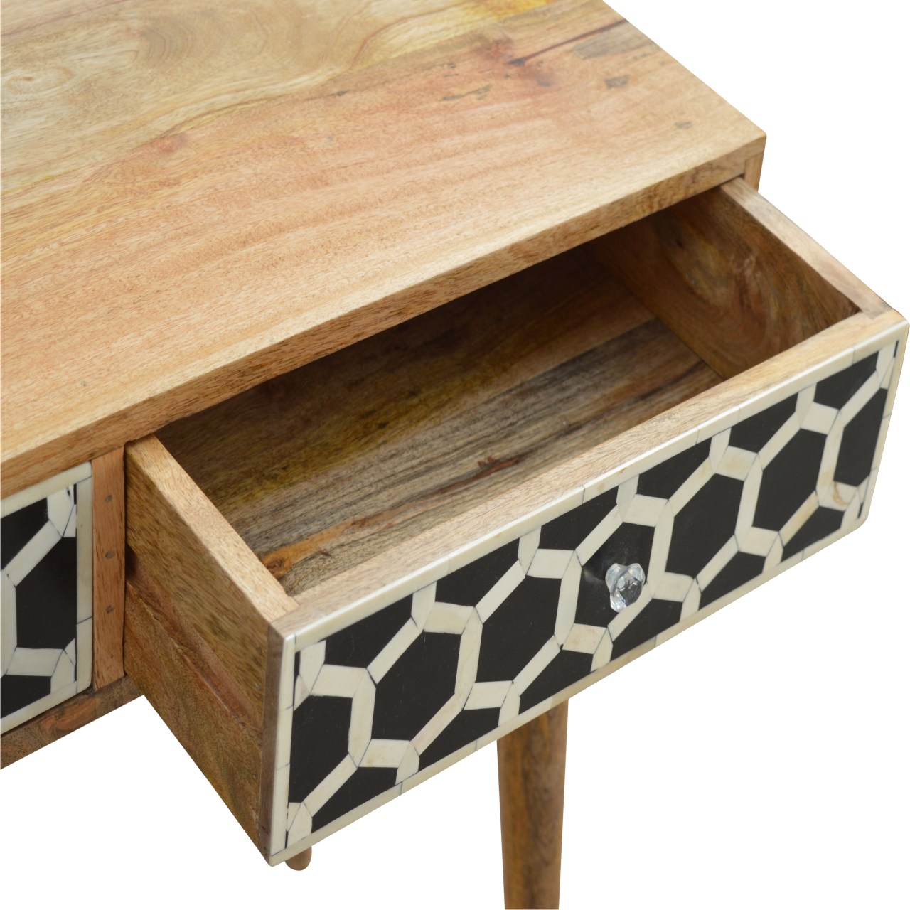 Solid Mango Wood Mango Wood Bone (Mother of Pearl) Inlaid Two Drawer Console1 - Image 4