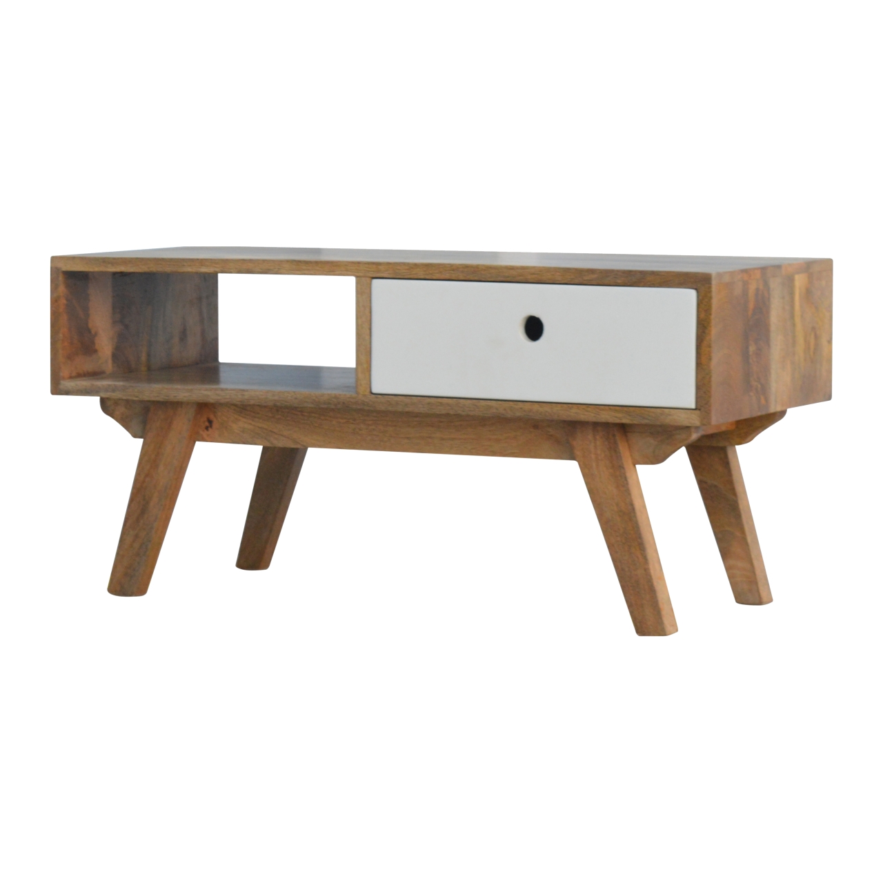 Solid Mango Wood Two Tone Hand Painted Media Unit - Image 3