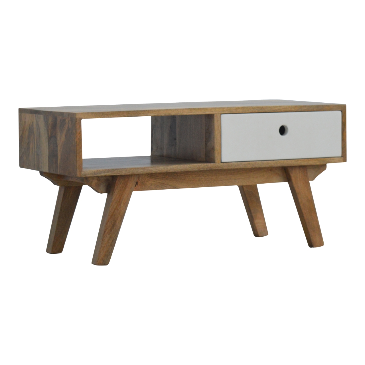 Solid Mango Wood Two Tone Hand Painted Media Unit - Image 2