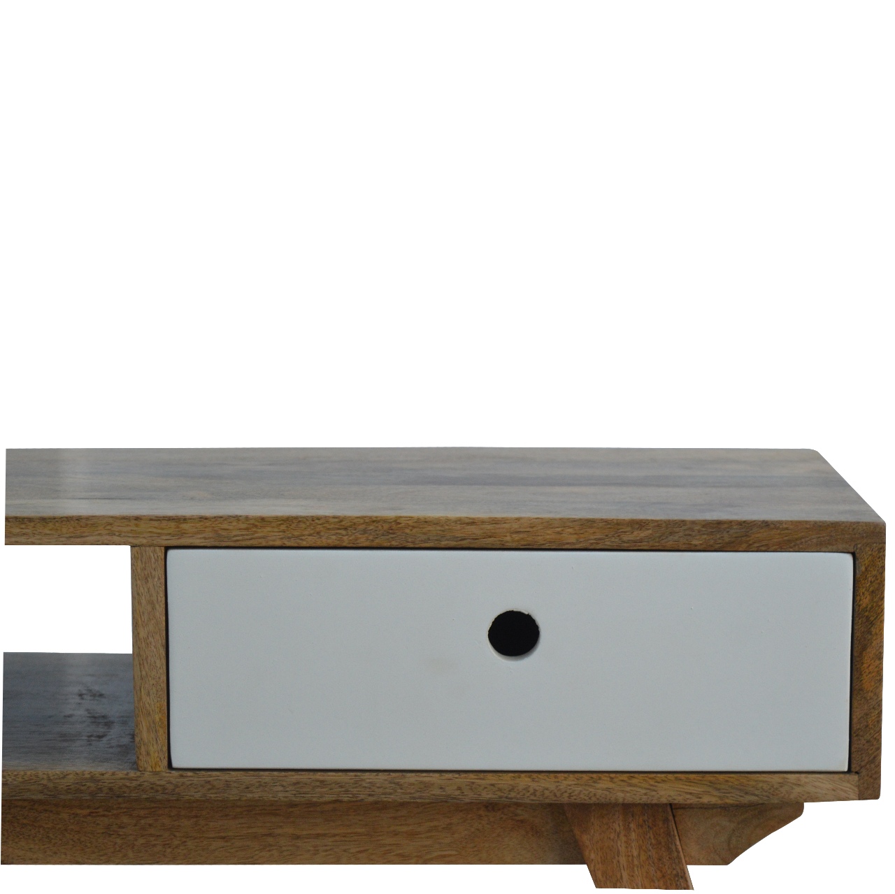 Solid Mango Wood Two Tone Hand Painted Media Unit - Image 4