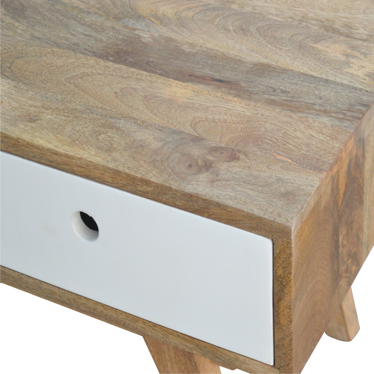 Solid Mango Wood Two Tone Hand Painted Media Unit - Image 6