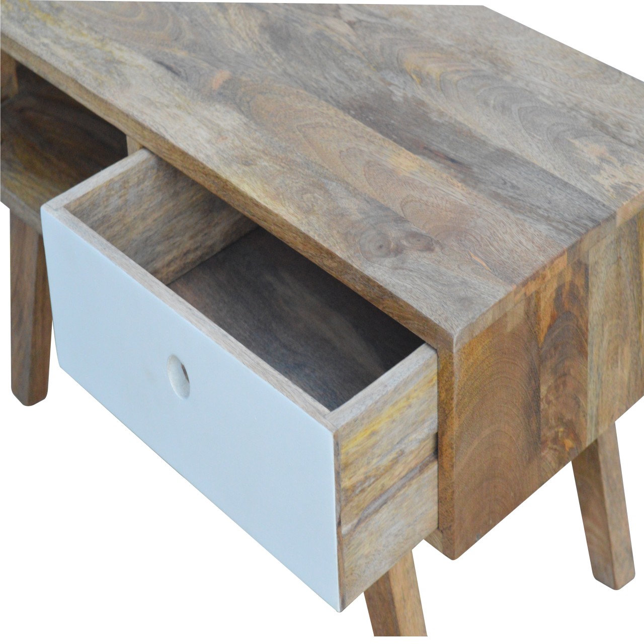 Solid Mango Wood Two Tone Hand Painted Media Unit - Image 7