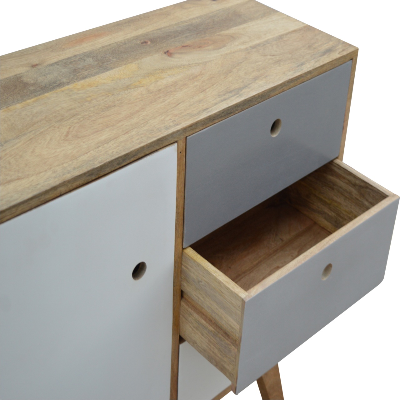 Solid Mango Wood Two Tone Hand Painted Cabinet - Image 5