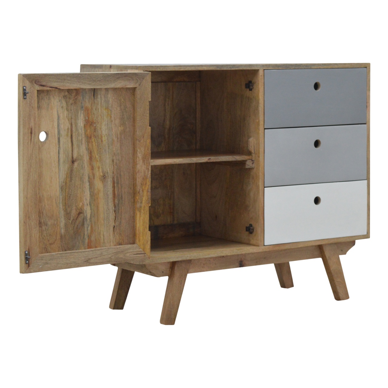 Solid Mango Wood Two Tone Hand Painted Cabinet - Image 6