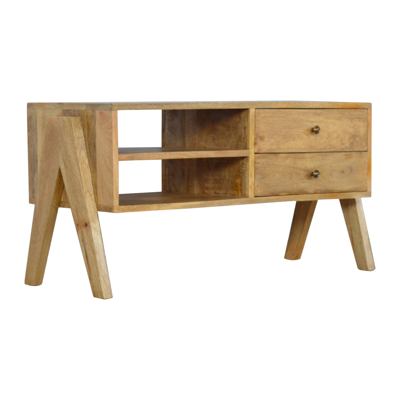 Solid Mango Wood Trestle Media Unit - Image 2