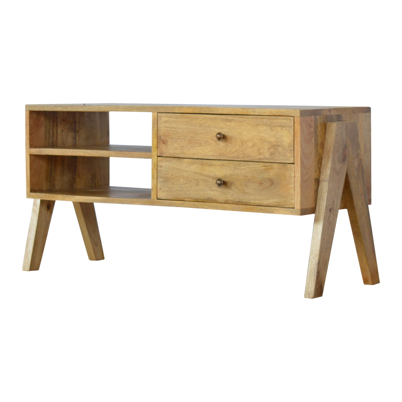 Solid Mango Wood Trestle Media Unit - Image 3