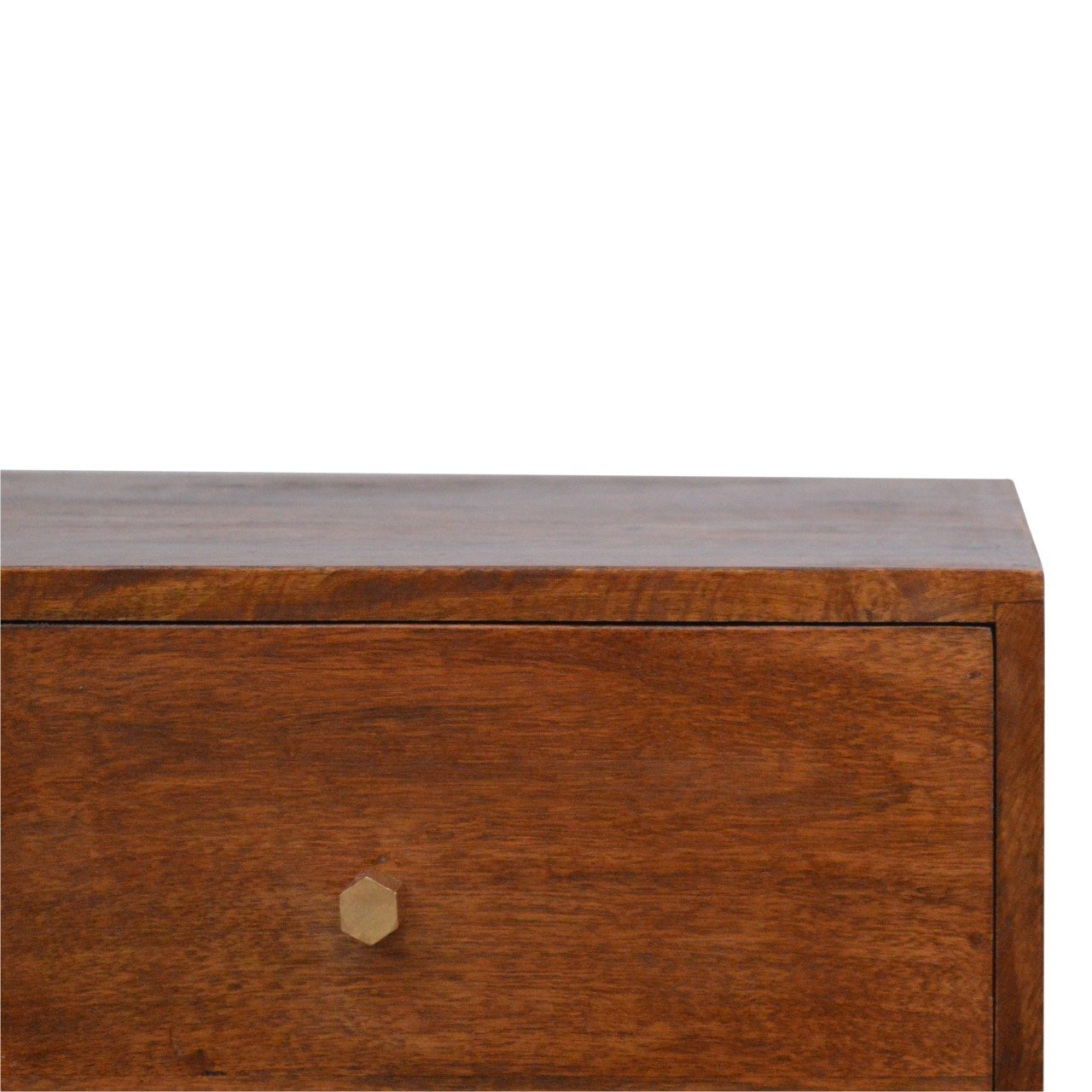 Solid Mango Wood Gold Art Pattern 2 Drawer Bedside - Image 4