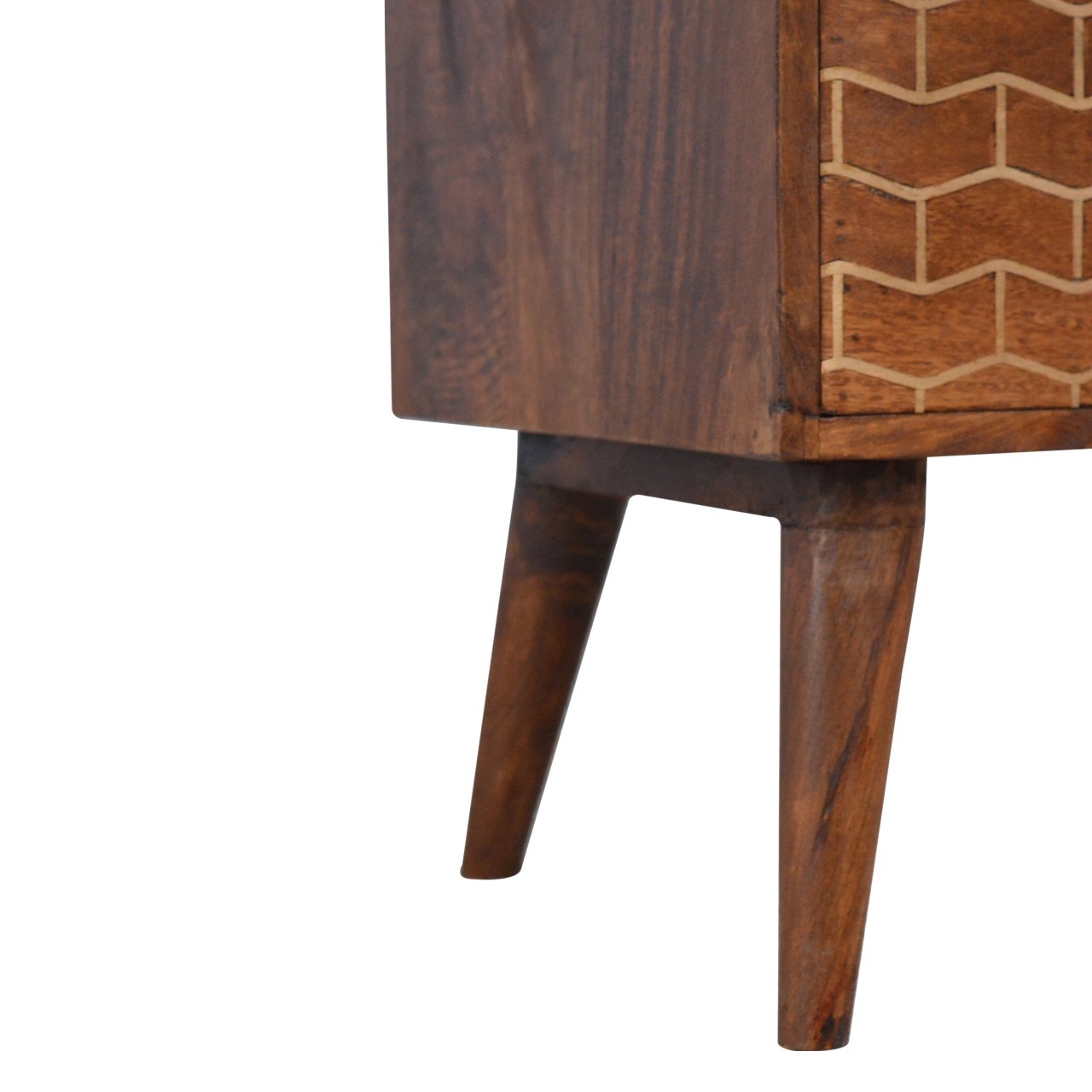 Solid Mango Wood Gold Art Pattern 2 Drawer Bedside - Image 7
