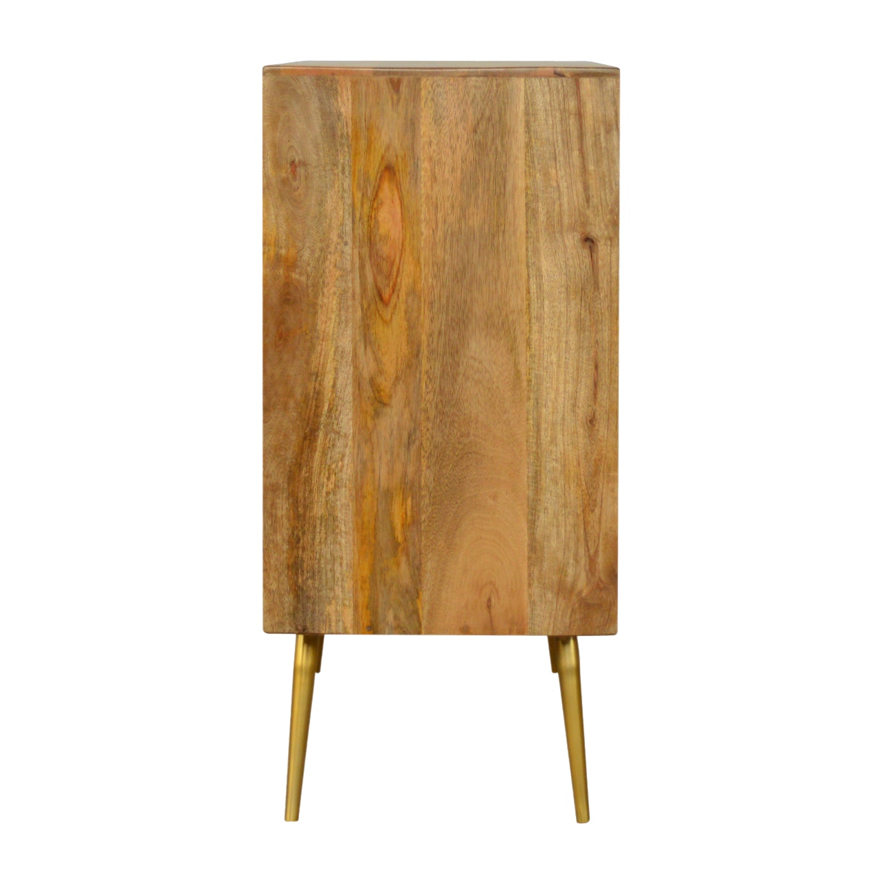 Solid Mango Wood Oak Finished 3 Drawer Cement/Brass Inlay Cabinet1 - Image 8