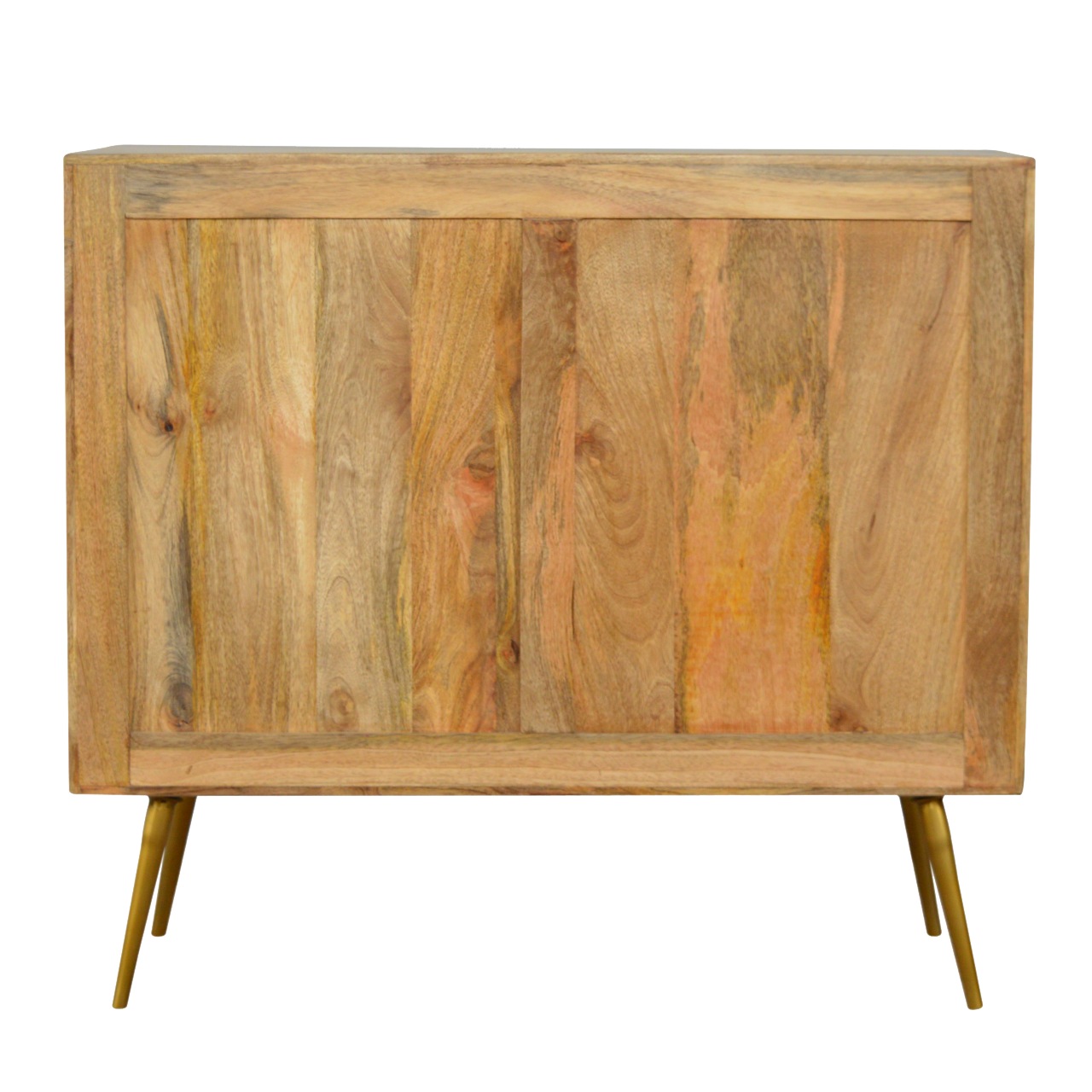 Solid Mango Wood Oak Finished 3 Drawer Cement/Brass Inlay Cabinet1 - Image 9