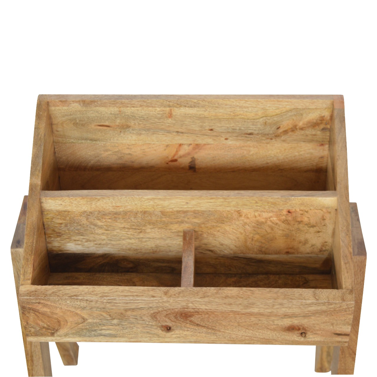Solid Mango Wood Trestle Magazine Rack - Image 4