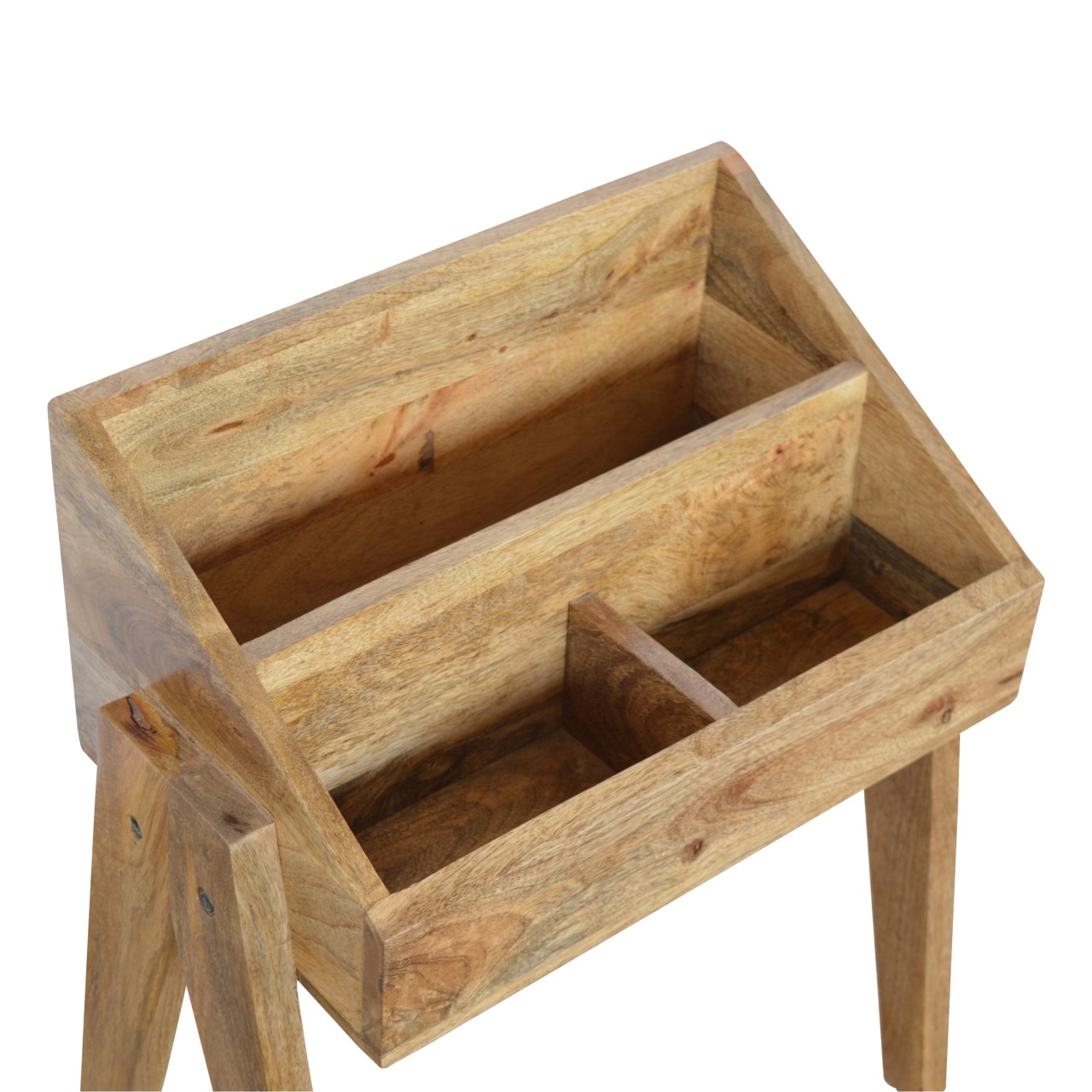 Solid Mango Wood Trestle Magazine Rack - Image 5