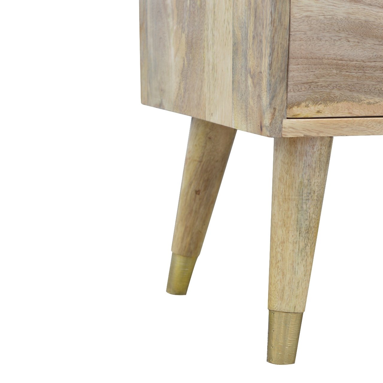 Solid Mango Wood Oak Finished Gold Inlay Media Unit - Image 7