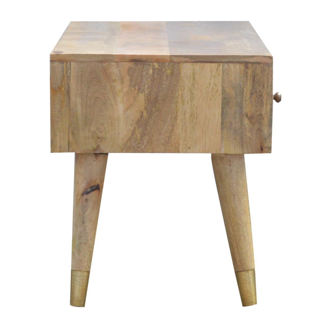 Solid Mango Wood Oak Finished Gold Inlay Media Unit - Image 8