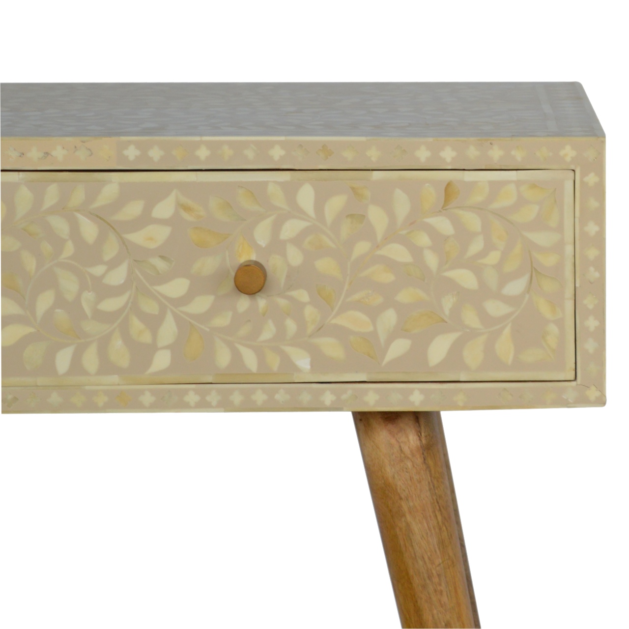 Solid Mango Wood Floral Bone Inlay Console Table - Image 7