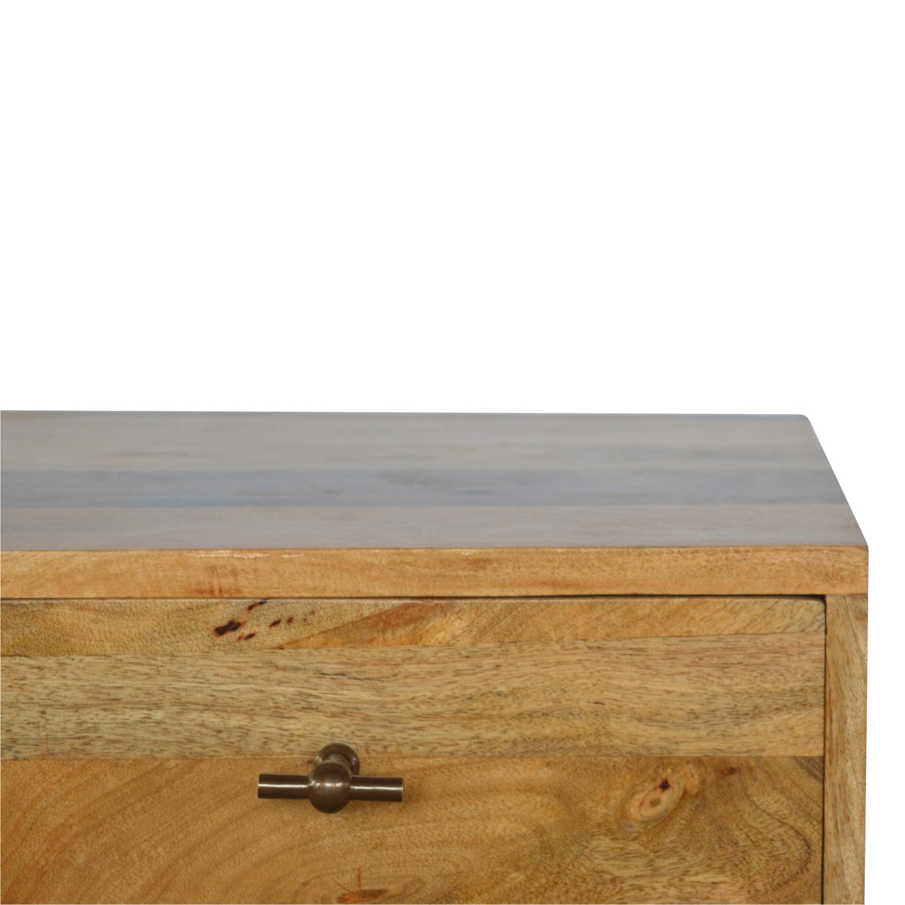 Solid Mango Wood Solid Wood Bedside with T-Bar Knobs - Image 4